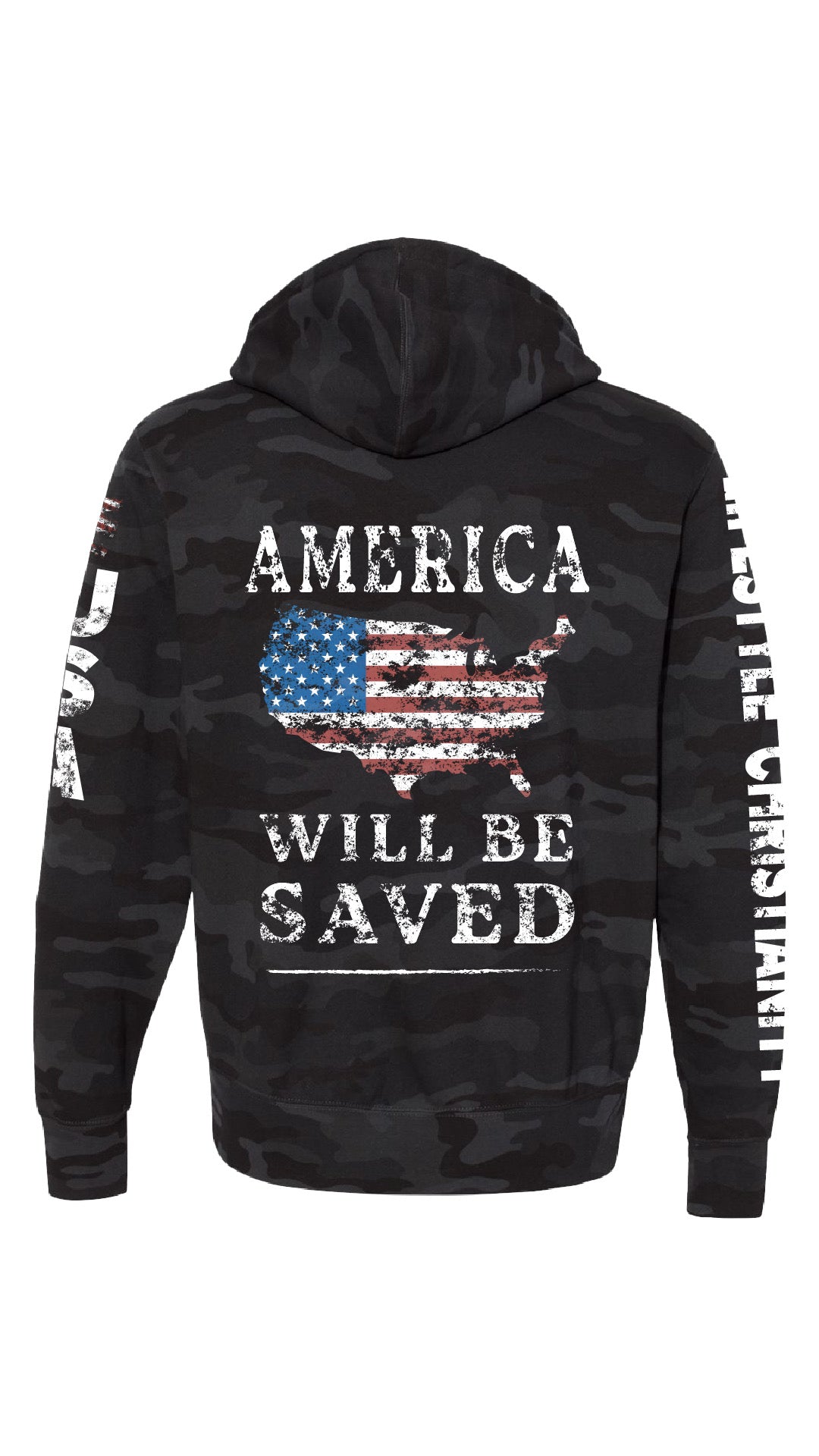 America Will be Saved " Camo Zipper Hoodie