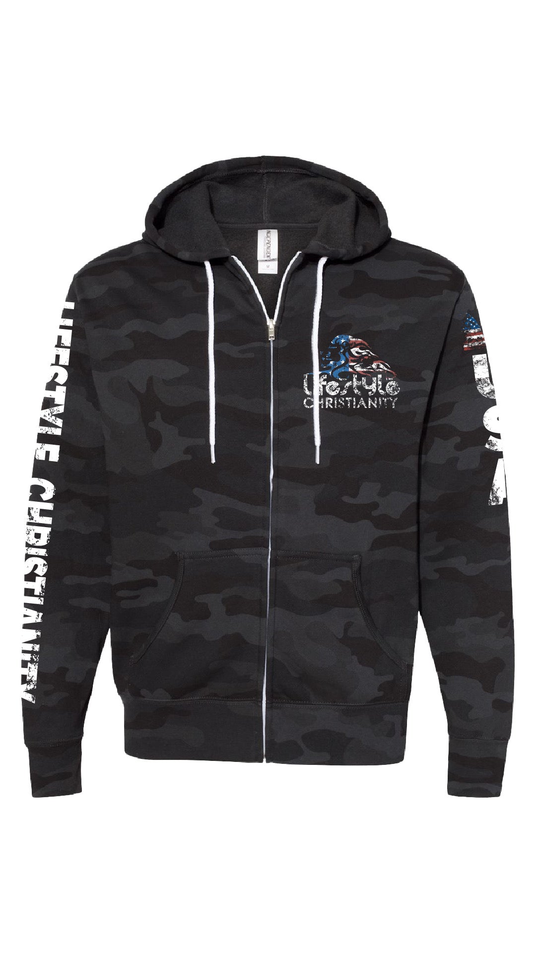 America Will be Saved " Camo Zipper Hoodie