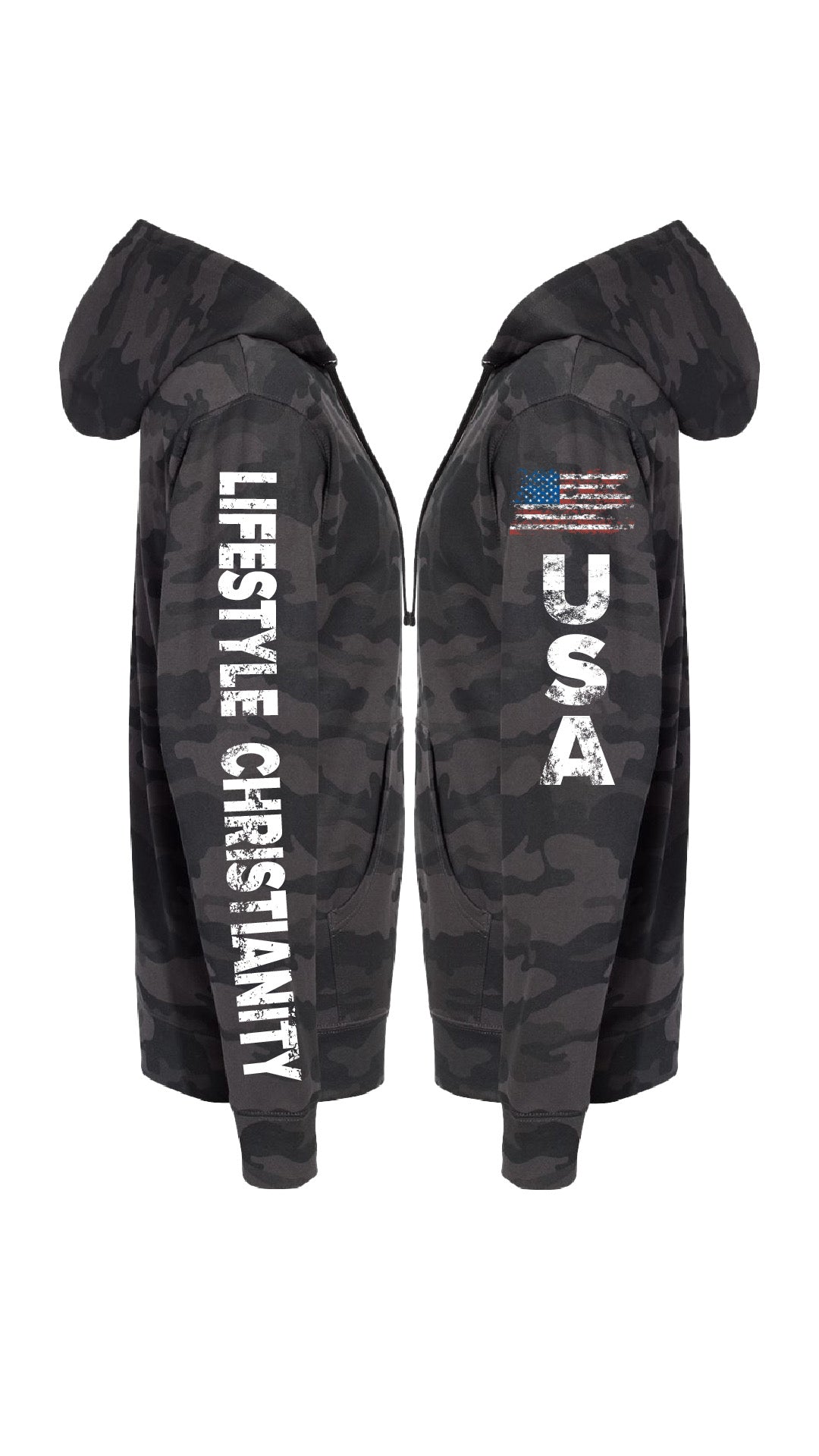 America Will be Saved " Camo Zipper Hoodie