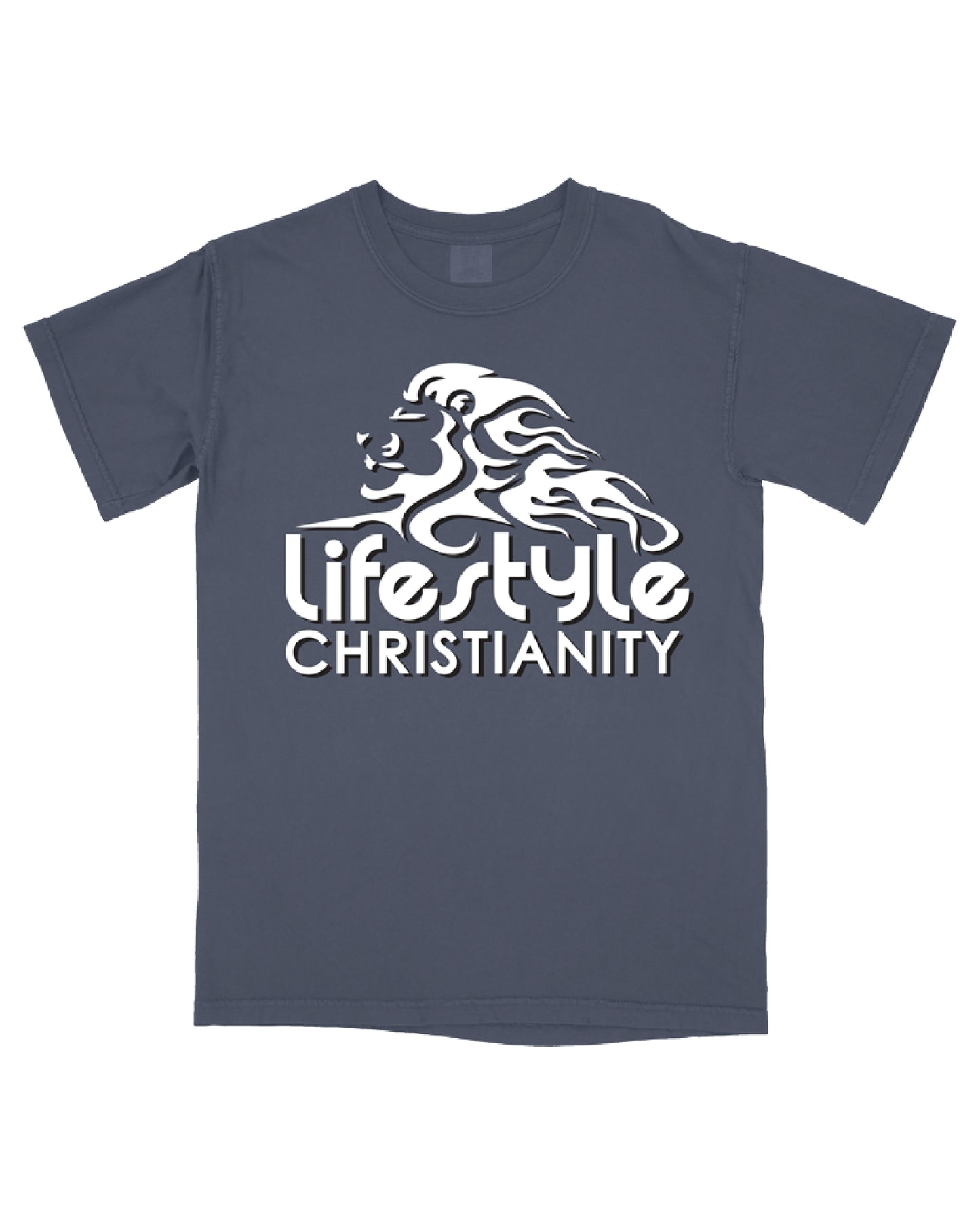 Denim Blue with "Free" white print