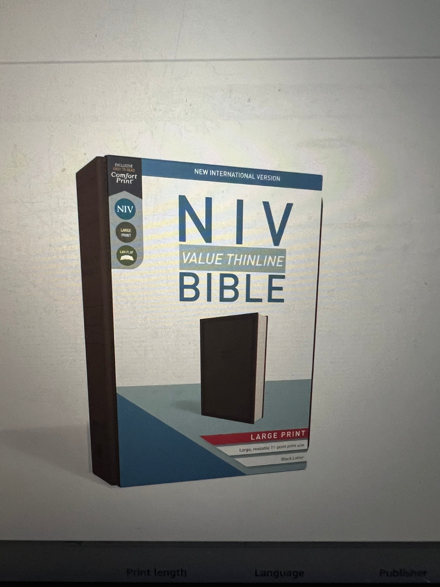 NIV , Value Thin line Bible, Large Print Leather Soft Brown