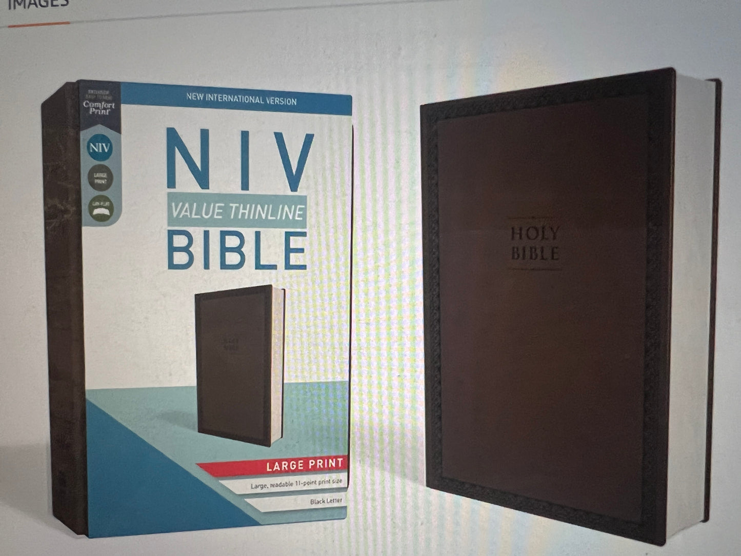 NIV , Value Thin line Bible, Large Print Leather Soft Brown