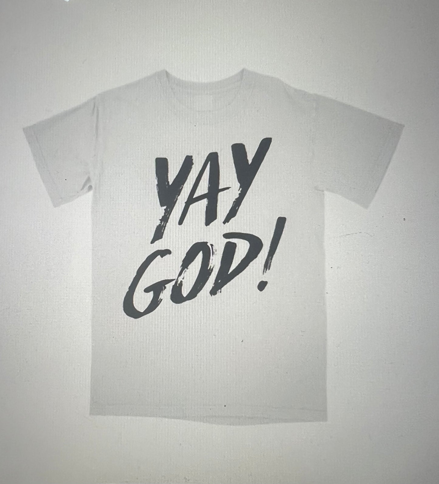 White + Black " Yay God" T- Shirt