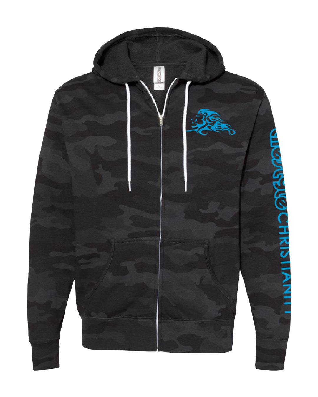 Blue Camo Front Zipper Hoodie