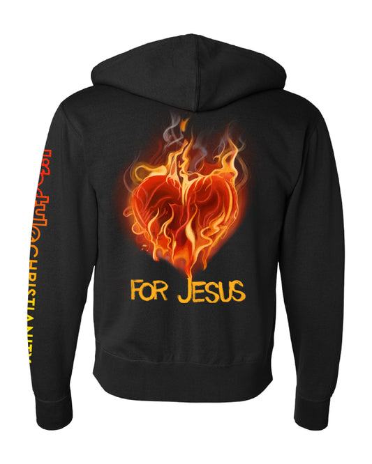 Black Burning Heart Zipper Hoodie