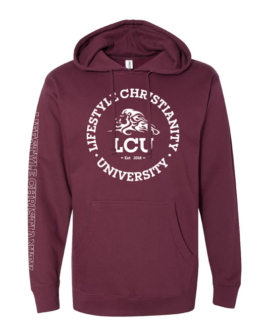 LCU Maroon Hoodie with White Circle Logo