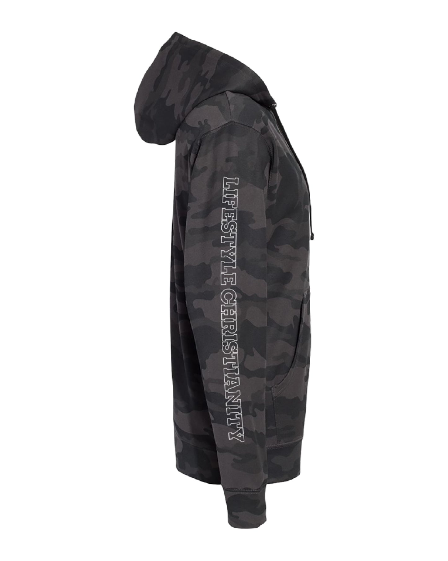 LCU Black Camo Hoodie with White Circle Logo